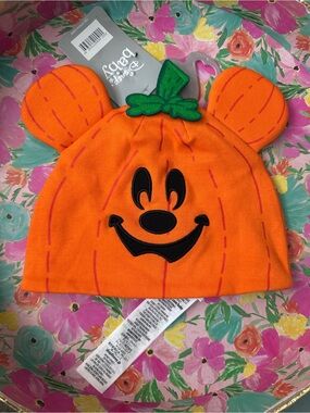 NWT Disney Infant Baby Pumpkin Mouse Hat/Beanie Orange Size 0-1 yr old